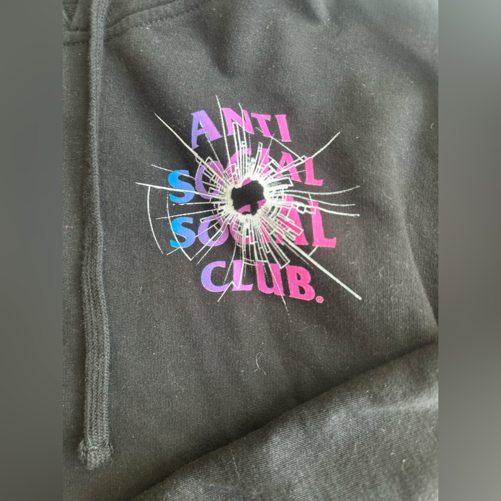Anti Social Social Club Shattered Glass Black Pullover Hoodie size S - Picture 4 of 9